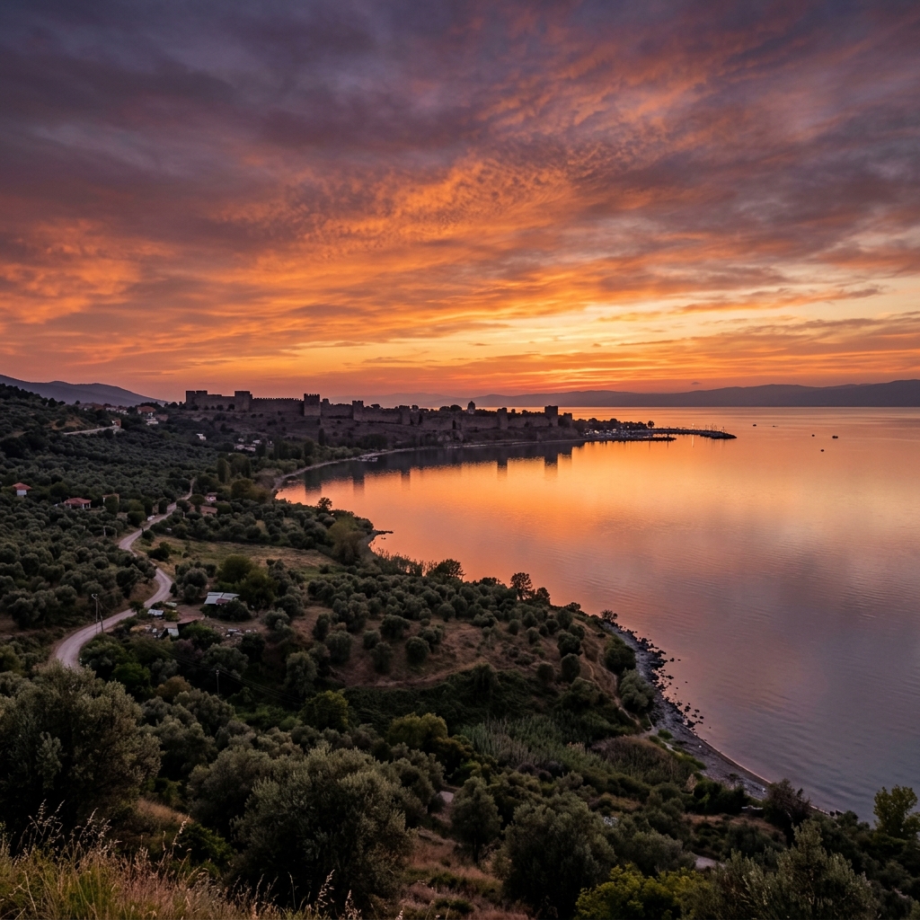 Gün Batımında İznik Gölü ve Tarihi Doku